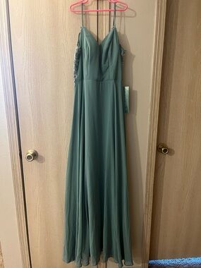 jcpenney Sage Green Spaghetti-Strap Prom Gown